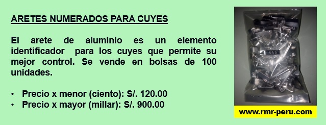 Aretes numerados para cuyes