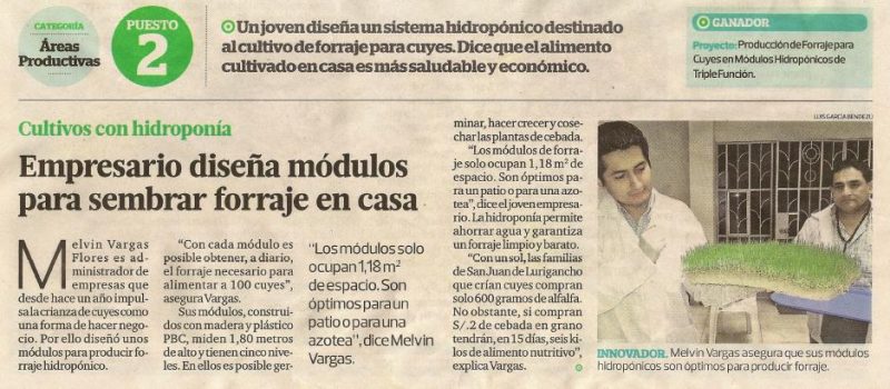 Módulos para la siembra de forraje en casa